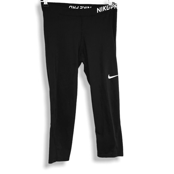 Nike Pants - Nike Pro Compression Leggings Cropped Black Large Woman Activewear DRI-FIT Pants